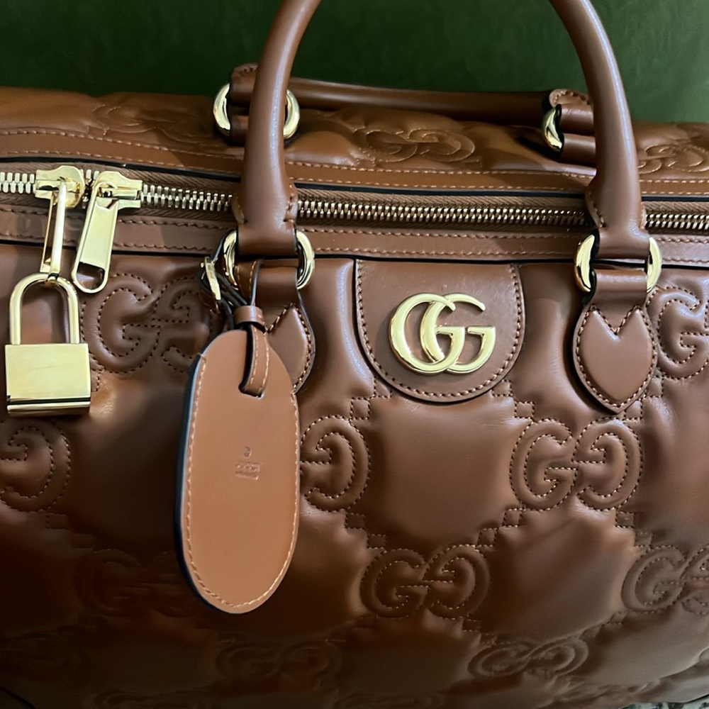 Large leather Gucci travel duffle bag - Picture 3 of 5